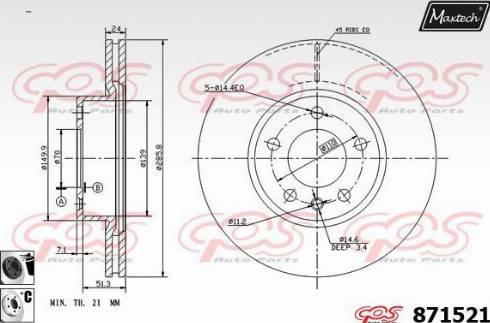 Maxtech 871521.6060 - Тормозной диск autosila-amz.com