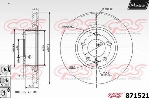 Maxtech 871521.6980 - Тормозной диск autosila-amz.com