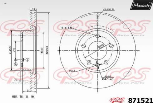 Maxtech 871521.0000 - Тормозной диск autosila-amz.com