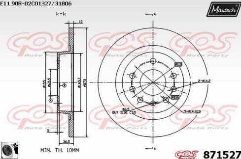 Maxtech 871527.0060 - Тормозной диск autosila-amz.com