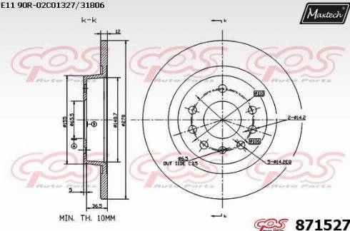 Maxtech 871527.0000 - Тормозной диск autosila-amz.com