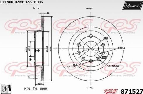 Maxtech 871527.0080 - Тормозной диск autosila-amz.com