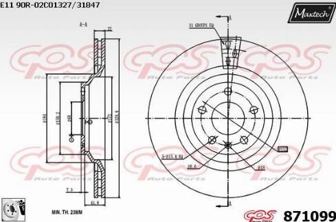 Maxtech 871099.0080 - Тормозной диск autosila-amz.com