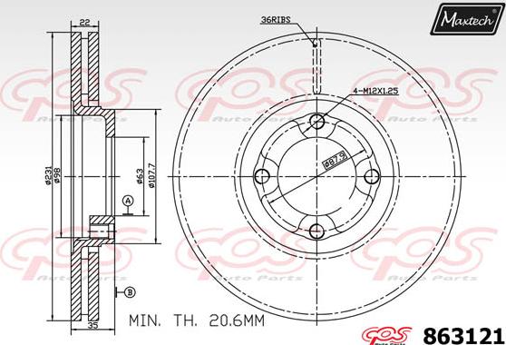 Maxtech 871099 - Тормозной диск autosila-amz.com