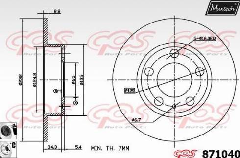 Maxtech 871040.6060 - Тормозной диск autosila-amz.com