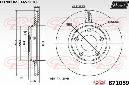 Maxtech 871059.0000 - Тормозной диск autosila-amz.com