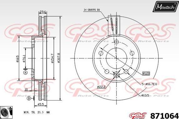 Maxtech 871056 - Тормозной диск autosila-amz.com