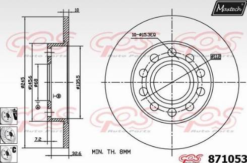 Maxtech 871053.6880 - Тормозной диск autosila-amz.com