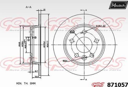 Maxtech 871057.0000 - Тормозной диск autosila-amz.com