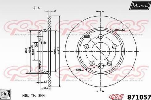 Maxtech 871057.0080 - Тормозной диск autosila-amz.com