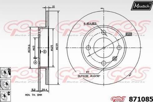 Maxtech 871085.6880 - Тормозной диск autosila-amz.com