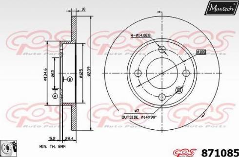 Maxtech 871085.0080 - Тормозной диск autosila-amz.com