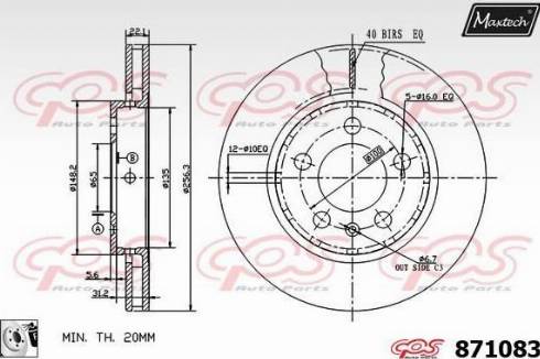 Maxtech 871083.0080 - Тормозной диск autosila-amz.com