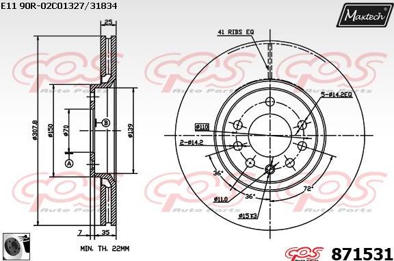 Maxtech 871087 - Тормозной диск autosila-amz.com