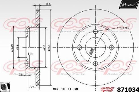 Maxtech 871034.0060 - Тормозной диск autosila-amz.com