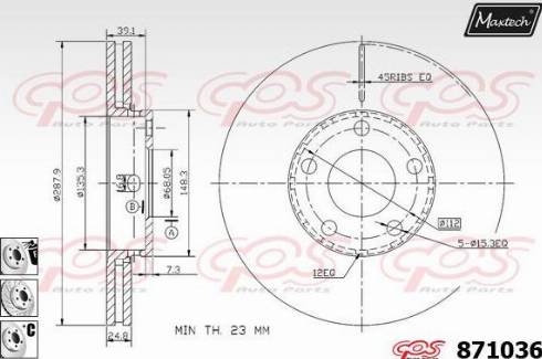 Maxtech 871036.6880 - Тормозной диск autosila-amz.com