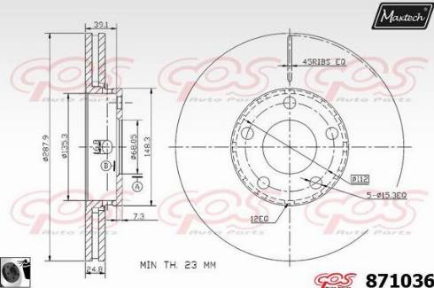 Maxtech 871036.0060 - Тормозной диск autosila-amz.com