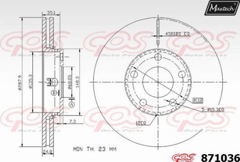 Maxtech 871036.0000 - Тормозной диск autosila-amz.com