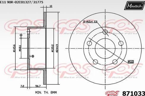 Maxtech 871033.0000 - Тормозной диск autosila-amz.com