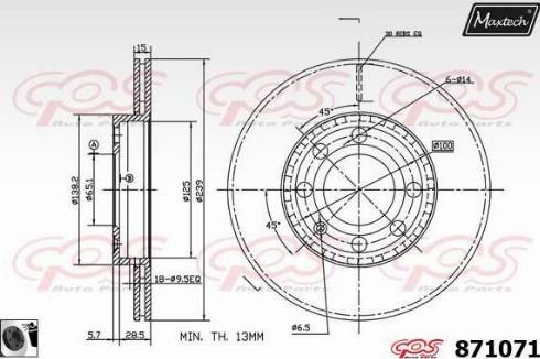 Maxtech 871071.0060 - Тормозной диск autosila-amz.com