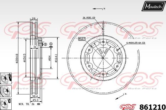 Maxtech 871073 - Тормозной диск autosila-amz.com