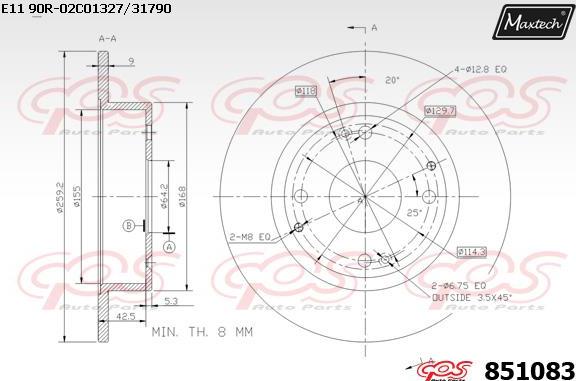 Maxtech 871155 - Тормозной диск autosila-amz.com
