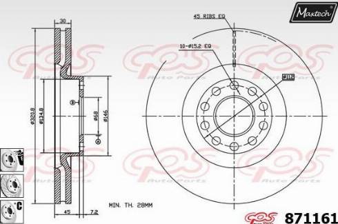 Maxtech 871161.6880 - Тормозной диск autosila-amz.com