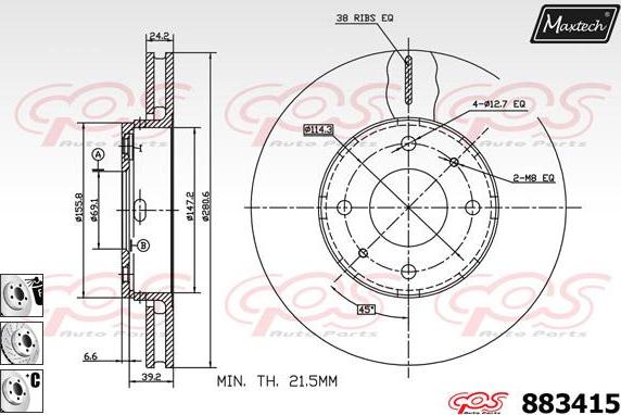 Maxtech 875339 - Тормозной диск autosila-amz.com