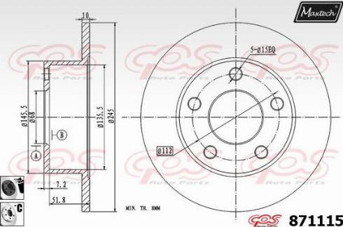 Maxtech 871115.6060 - Тормозной диск autosila-amz.com