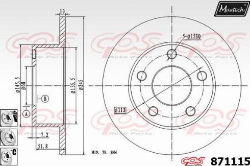 Maxtech 871115.6880 - Тормозной диск autosila-amz.com