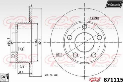 Maxtech 871115.0080 - Тормозной диск autosila-amz.com