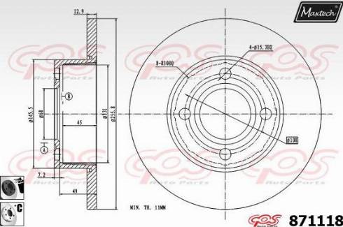 Maxtech 871118.6060 - Тормозной диск autosila-amz.com