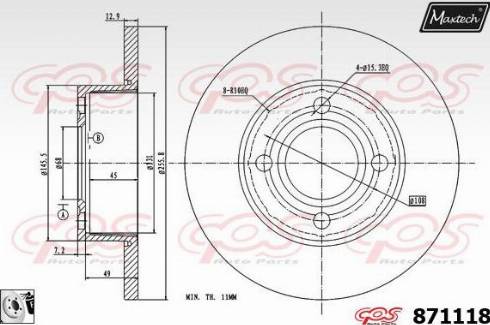 Maxtech 871118.0080 - Тормозной диск autosila-amz.com