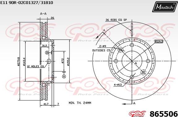 Maxtech 871113 - Тормозной диск autosila-amz.com