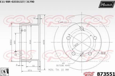 Maxtech 873551.0080 - Тормозной диск autosila-amz.com