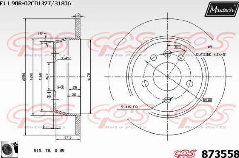 Maxtech 873558.0060 - Тормозной диск autosila-amz.com