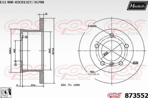 Maxtech 873552.0080 - Тормозной диск autosila-amz.com