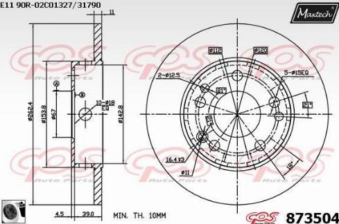 Maxtech 873504.0060 - Тормозной диск autosila-amz.com