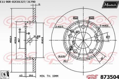 Maxtech 873504.0080 - Тормозной диск autosila-amz.com