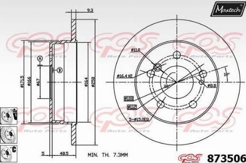 Maxtech 873506.6880 - Тормозной диск autosila-amz.com