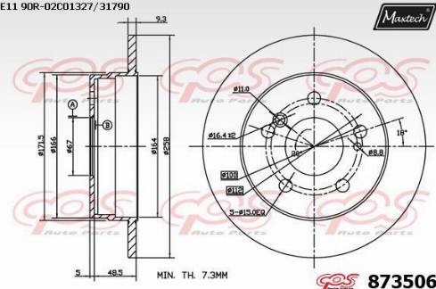 Maxtech 873506.0000 - Тормозной диск autosila-amz.com