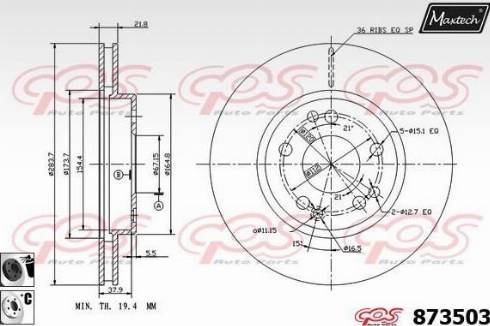 Maxtech 873503.6060 - Тормозной диск autosila-amz.com