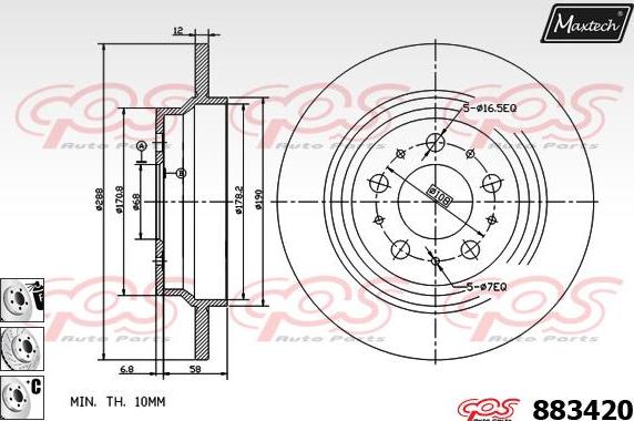 Maxtech 873503 - Тормозной диск autosila-amz.com