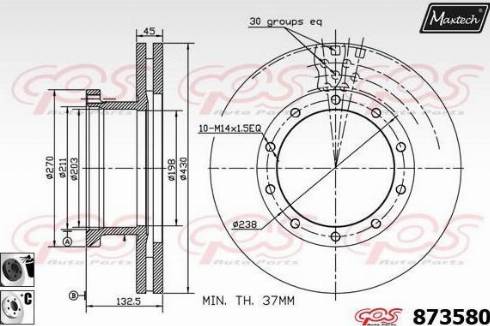 Maxtech 873580.6060 - Тормозной диск autosila-amz.com