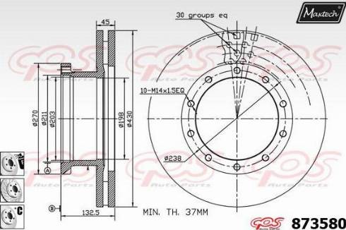 Maxtech 873580.6880 - Тормозной диск autosila-amz.com