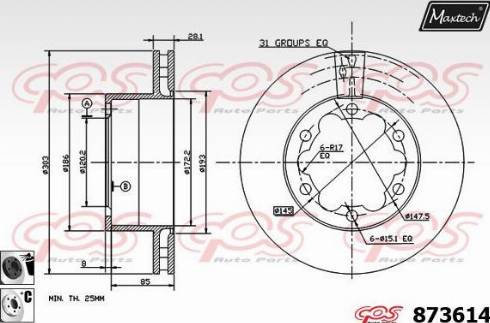 Maxtech 873614.6060 - Тормозной диск autosila-amz.com