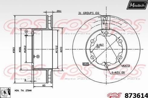 Maxtech 873614.0080 - Тормозной диск autosila-amz.com