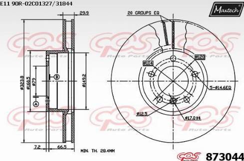 Maxtech 873044.0000 - Тормозной диск autosila-amz.com