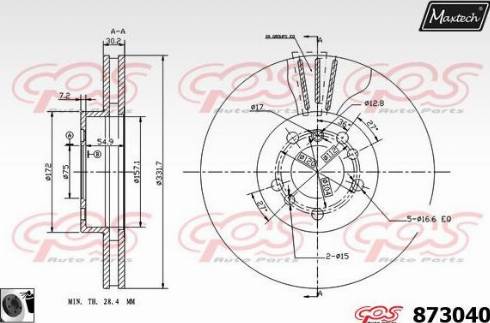 Maxtech 873040.0060 - Тормозной диск autosila-amz.com