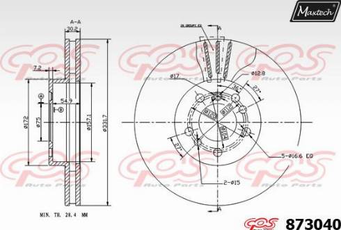 Maxtech 873040.0000 - Тормозной диск autosila-amz.com